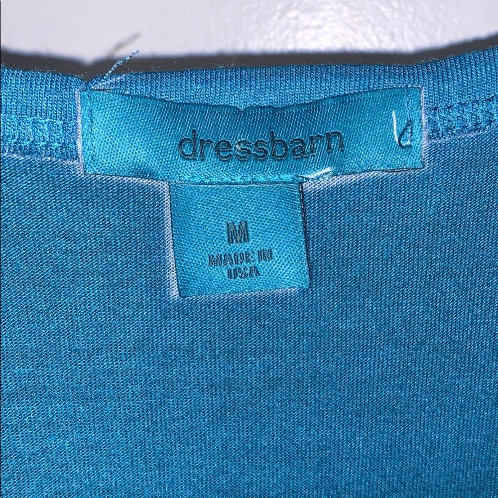 Dressbarn Teal Blue Beaded Scoop Neck Tee Size M - Picture 4 of 6